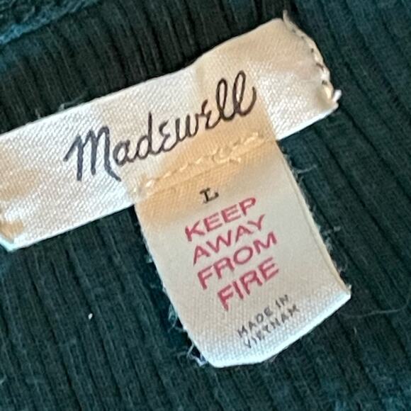 Madewell Hunter Green Long Sleeve Waist Tie Pullover Top Large - Picture 9 of 11